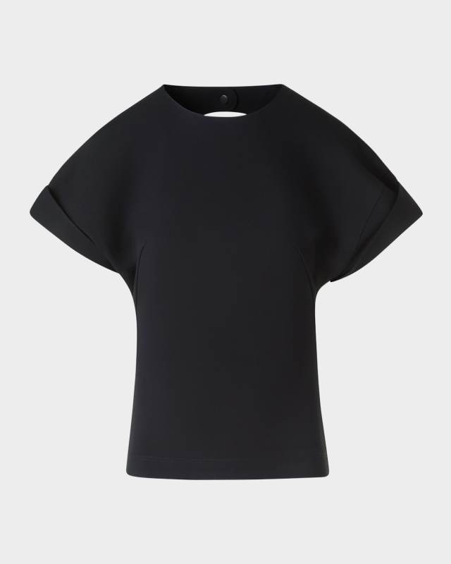Dot Cutout Short-Sleeve Viscose Jersey Shirt